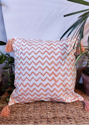 HomelyMess Cataloupe Orange Aztec Block Print Cushion Cover