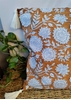 HomelyMess White Dahlias Block Print Cushion Cover