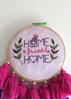 HomelyMess Powder Pink Embroidered Tasseled Dreamcatcher