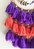 HomelyMess Purple & Peach Embroidered Tasseled Dreamcatcher