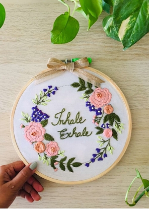 HomelyMess Inhale-Exhale Embroidered Hoop with bow
