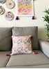 HomelyMess Pastel Blooms Block Print Cushion Cover